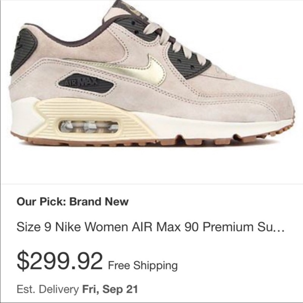 Air max 90 premium suede metallic/tan sneakers